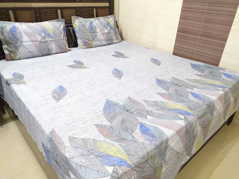 ABC TEXTILE HOUSE 240 TC Cotton King Printed Flat Bedsheet  (Pack of 1, Grey)