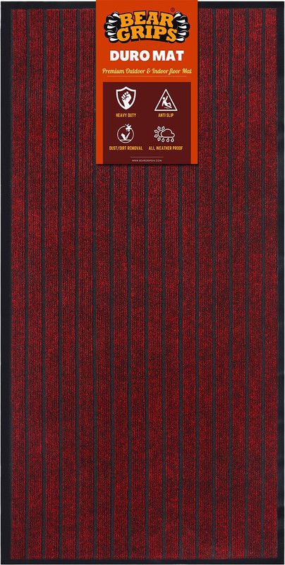 Bear Grips PVC (Polyvinyl Chloride) Door Mat  (Red & Black, Medium)