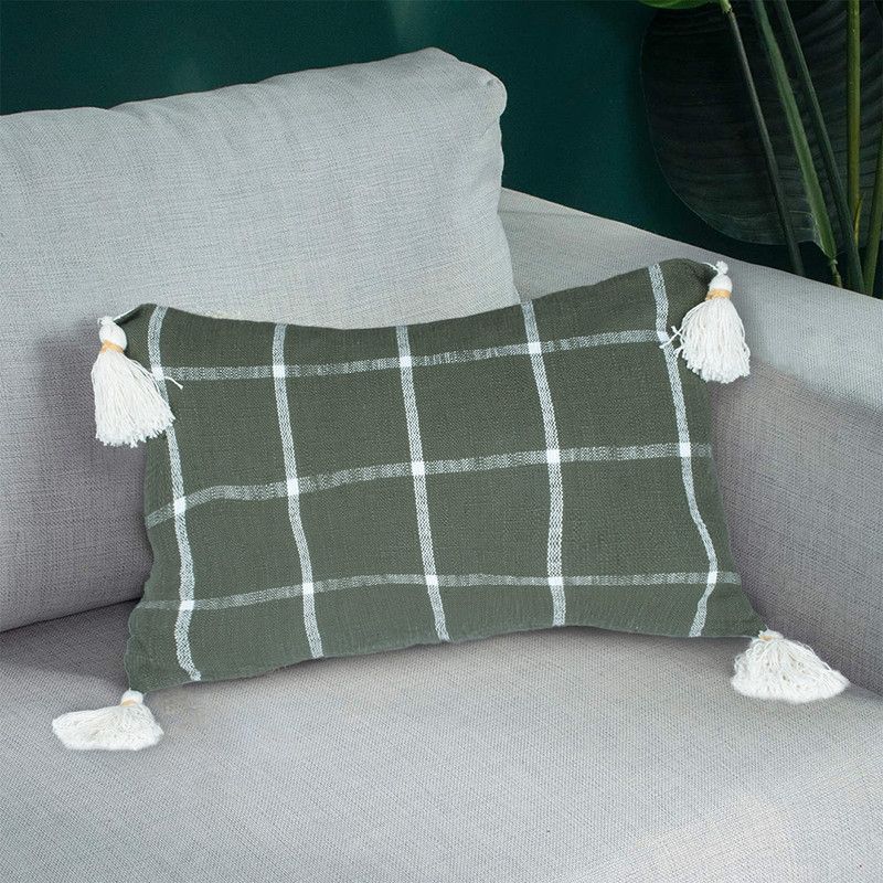 N & H Wool Abstract Body Pillow Pack of 1  (Olive Green)