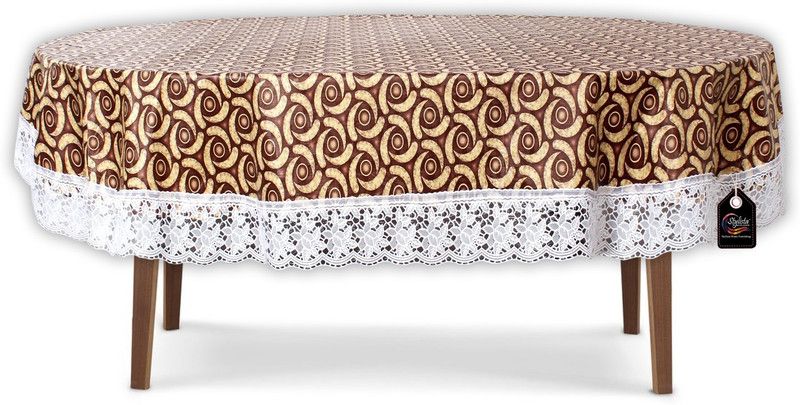STYLISTA Printed 6 Seater Table Cover  (Beige, PVC)