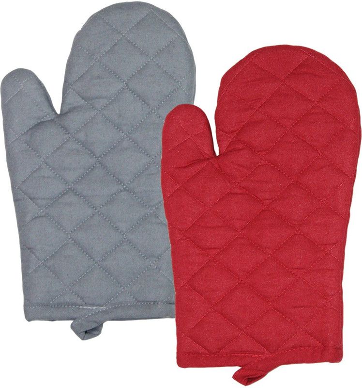HFI Red, Grey Cotton Kitchen Linen Set  (Pack of 2)