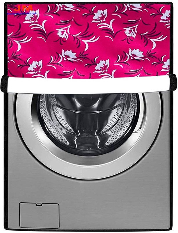 JM Homefurnishings Front Loading Washing Machine Cover  (Width: 63 cm, Pink, White)