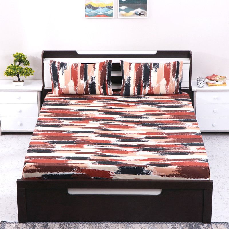 Flipkart SmartBuy 140 TC Microfiber Double Printed Flat Bedsheet  (Pack of 1, Multicolor)