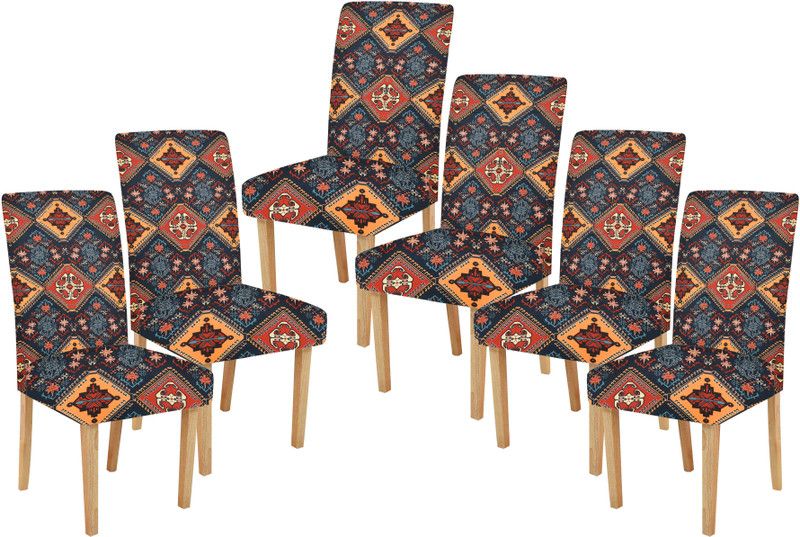 FreshFabrics Polyester Floral Chair Cover  (Multicolor Pack of 6)