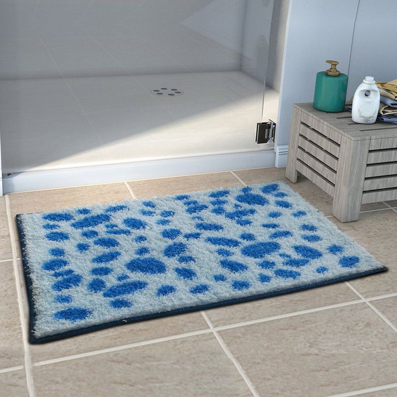 athom TRENDZ Polyester Bathroom Mat  (Blue, Large)