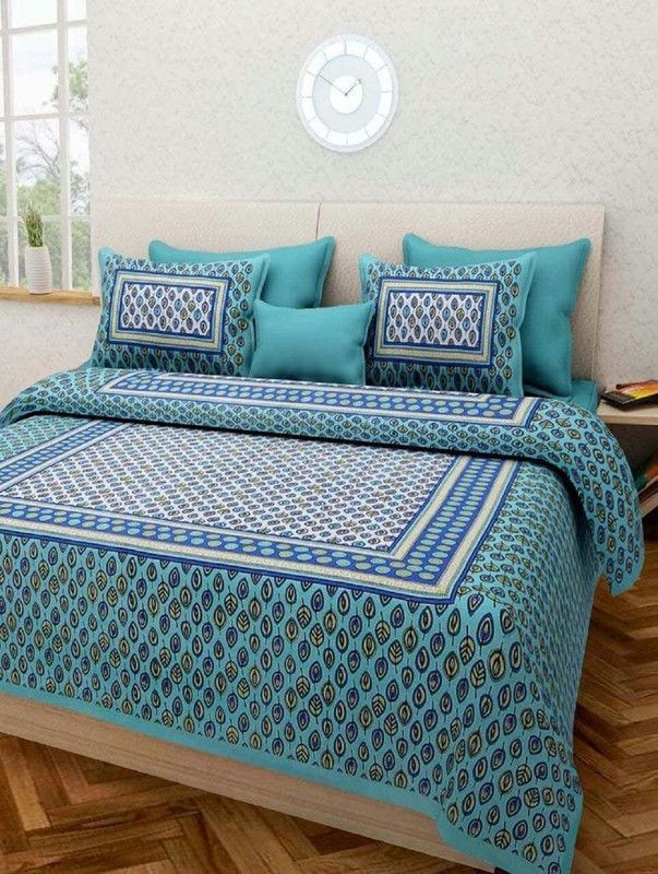 Suraaj Fashion 144 TC Cotton Double Self Design Flat Bedsheet  (Pack of 1, Multicolor)