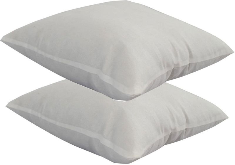 Pisaganj Cotton Solid Cushion Pack of 2  (White)