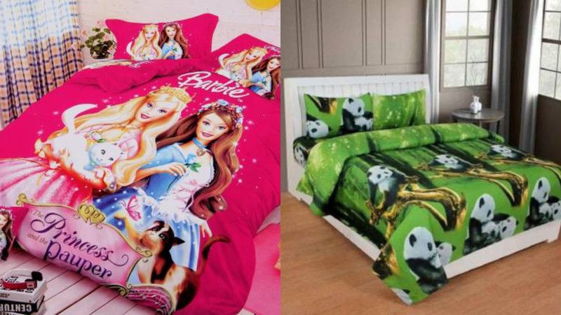 MERRIMO 150 TC Polycotton Double Cartoon Flat Bedsheet  (Pack of 2, Multicolor)