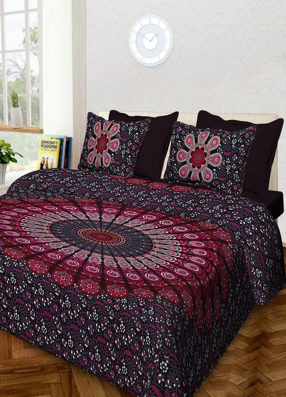 RAJDEVI JAIPUR PRINTS 551 TC Cotton Double Floral Flat Bedsheet  (Pack of 1, Multicolor)