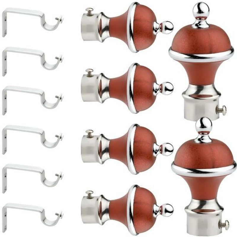 kazare Maroon Curtain Knobs, Rod Rail Bracket Metal  (Pack of 12)
