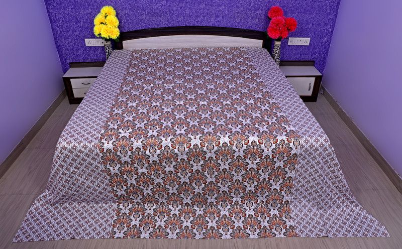 PepperFlame India 280 TC Cotton King Floral Flat Bedsheet  (Pack of 1, Maroon)