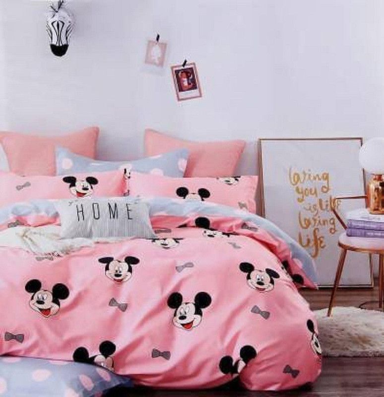 144 TC Cotton Double King 3D Printed Bedsheet  (Pack of 1, Pink)