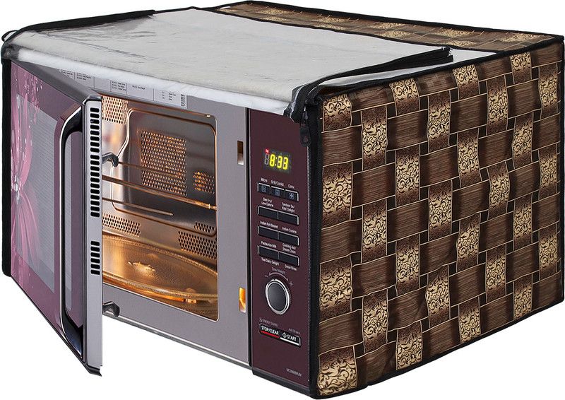Glassiano Microwave Oven Cover  (Width: 54.61 cm, Gold::Brown)