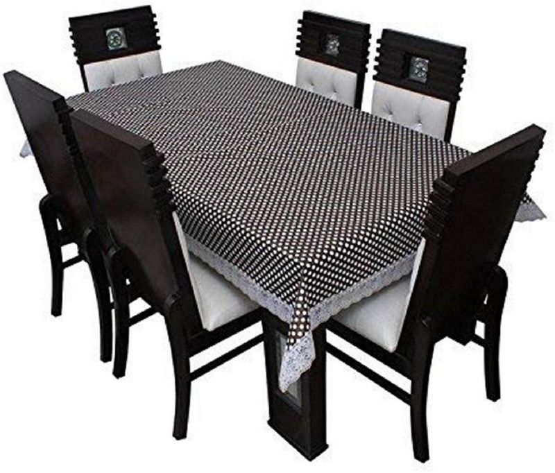 TANLOOMS Printed 6 Seater Table Cover  (Black, PVC)