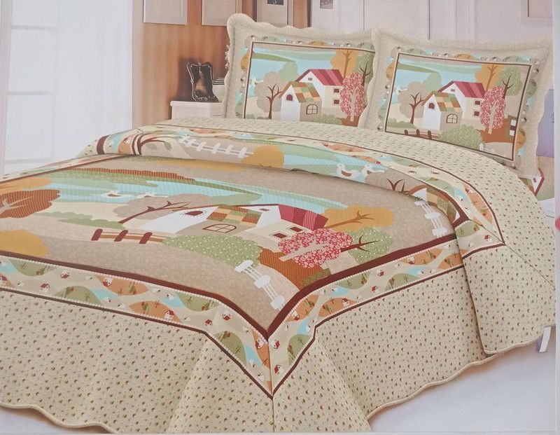 GIFTY Reversible Polycotton Double Bed Cover  (Brown)
