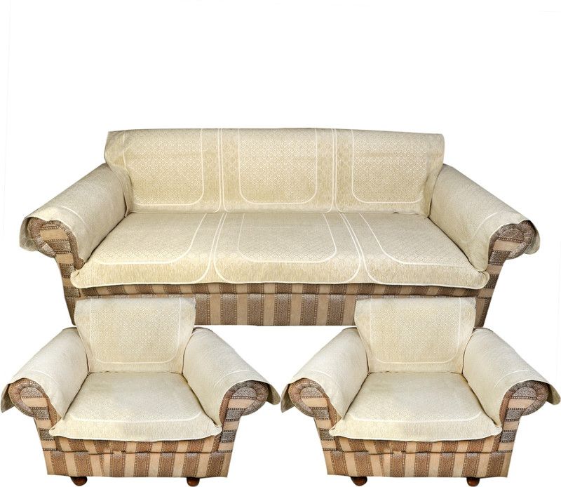 TANLOOMS Velvet Abstract Sofa Cover  (Beige Pack of 6)
