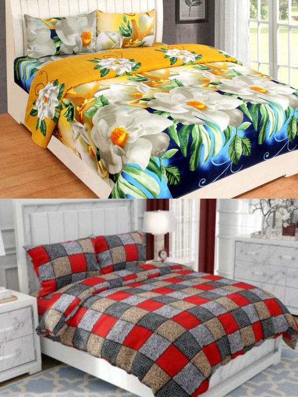 n g products 150 TC Polycotton Double Animal Flat Bedsheet  (Pack of 2, Multicolor)