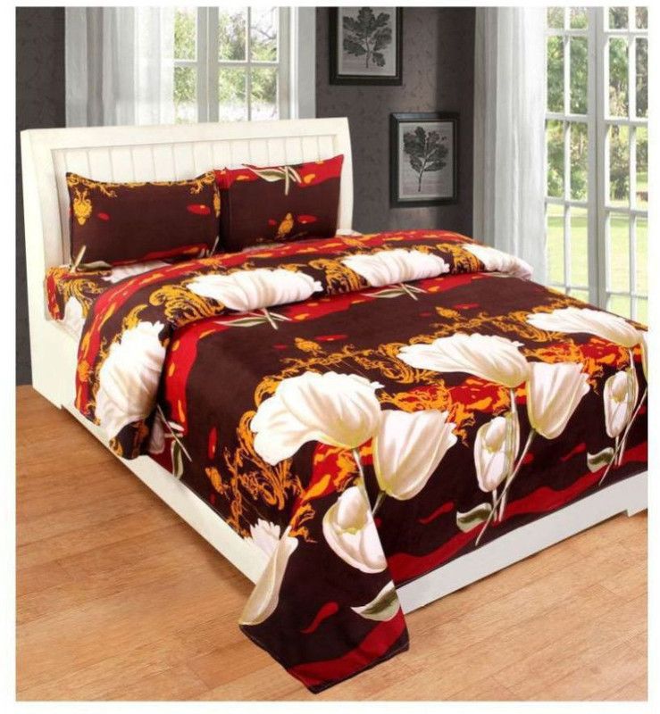 DURGA INTERNATIONAL 180 TC Polycotton King 3D Printed Flat Bedsheet  (Pack of 1, Brown)