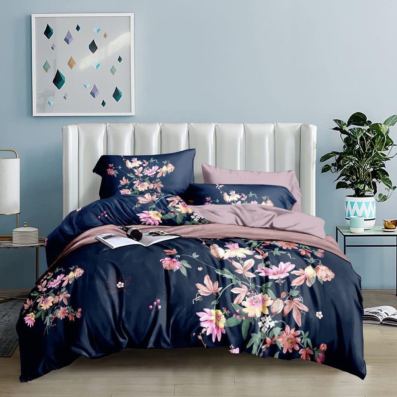 MOXIE 290 TC Microfiber Double Floral Flat Bedsheet  (Pack of 1, Multicolor)
