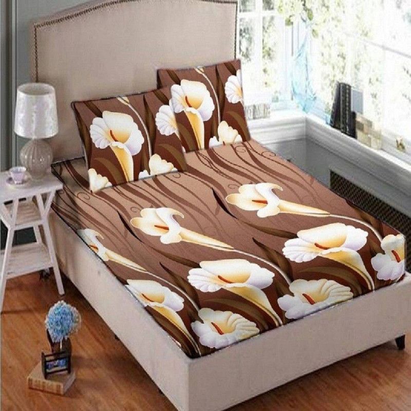 New panipat textile zone 104 TC Polycotton Double Floral Flat Bedsheet  (Pack of 1, Mulicolor)