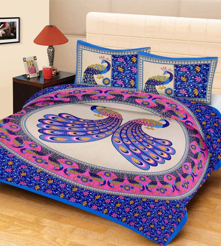 PRODUCTSCK 255 TC Polyester Double Printed Flat Bedsheet  (Pack of 1, Multicolor)