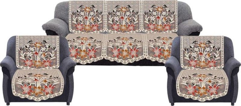 Dakshya Industries Cotton Floral Sofa Cover  (Brown Pack of 6)