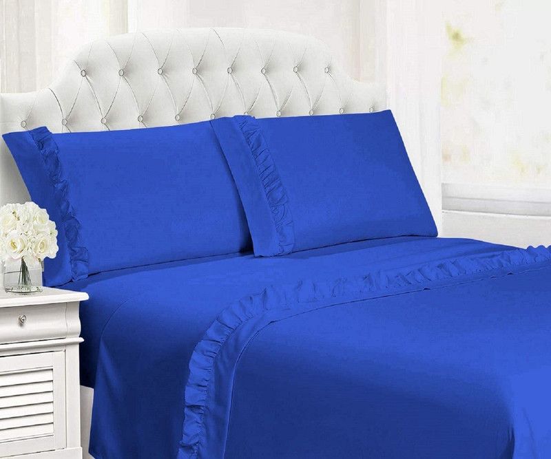 SarahLinen 300 TC Cotton Single Solid Flat Bedsheet  (Pack of 1, Royal Blue)
