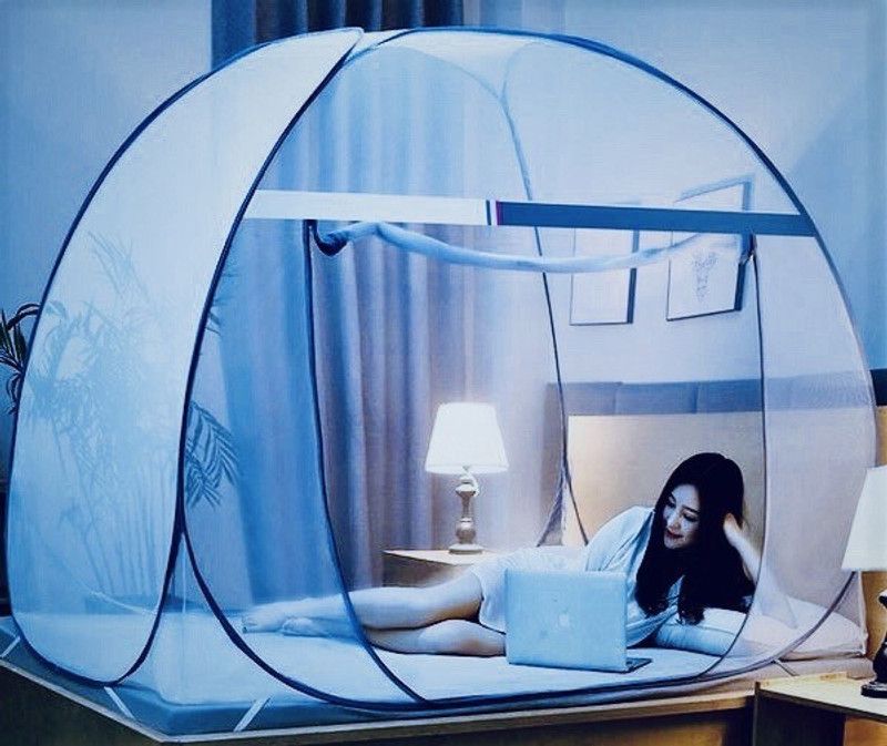 Arrom Polyester Adults Washable Pro Made In India Mosquito Net, Super Fast Foldable King Size Bed,Double Bed Mosquito Net  (White, Blue, Tent)