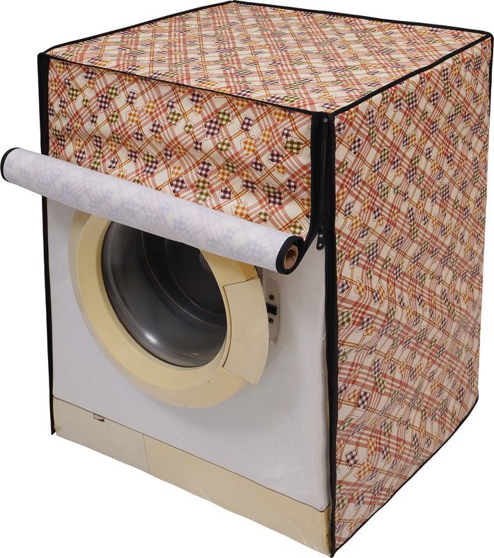 Glassiano Front Loading Washing Machine Cover  (Width: 66.04 cm, Orange::Green)