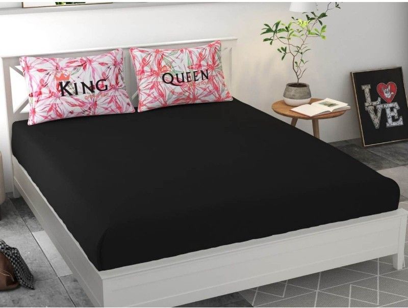 BELVOSTUM 251 TC Microfiber Double Solid Flat Bedsheet  (Pack of 1, Black)