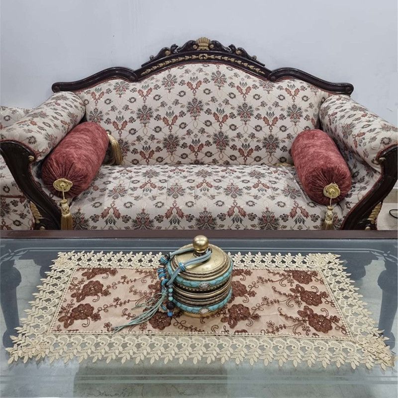 Anja Creations Beige 82 cm Table Runner  (Polyester)