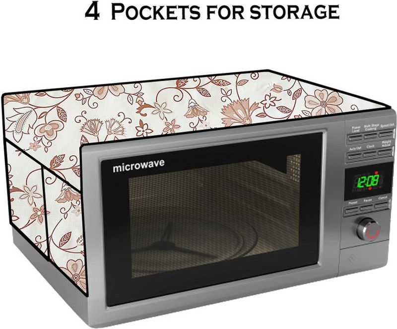 KVAR Microwave Oven Cover  (Width: 63 cm, Brown, White)