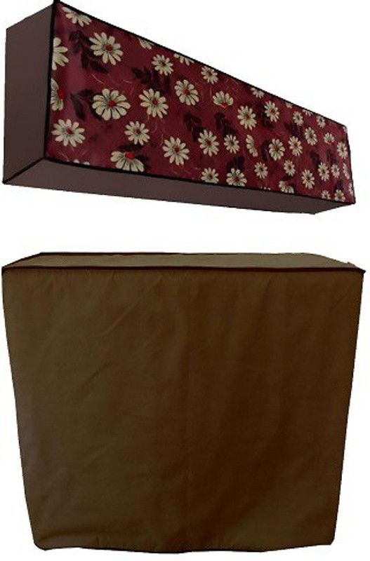 JM Homefurnishings Air Conditioner Cover  (Width: 120 cm, Red, Brown)