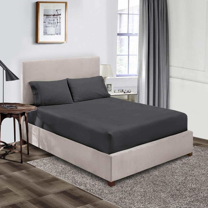 SGI Bedding 1000 TC Cotton Double Solid Fitted (Elastic) Bedsheet  (Pack of 1, Dark Grey)