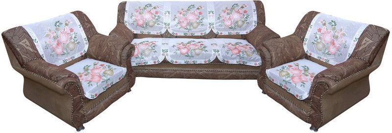 KUBER INDUSTRIES Silk Floral Sofa Cover  (Blue Pack of 6)