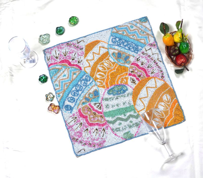 HM Creation Treasures Square Pack of 1 Table Placemat  (Multicolor, Cotton)