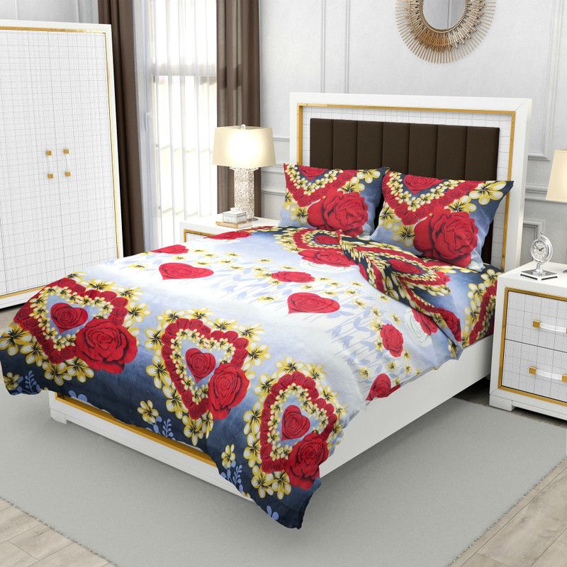 SAM GALAXY 160 TC Cotton, Microfiber Double 3D Printed Flat Bedsheet  (Pack of 1, Multicolor)