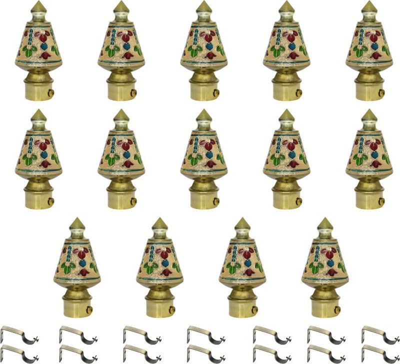 ZYREX Multicolor Curtain Knobs, Rod Rail Bracket Metal