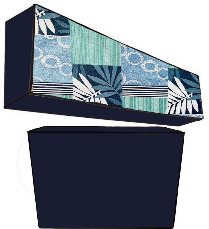 JM Homefurnishings Air Conditioner Cover  (Width: 111 cm, Light Blue, Black)