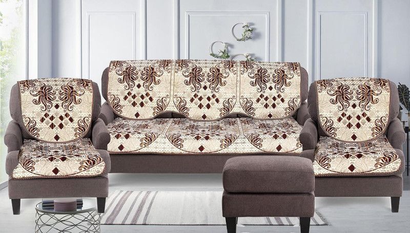 Creativehomes Jacquard Abstract Sofa Cover  (Multicolor Pack of 6)
