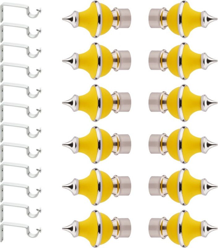 KARIYA Silver, Yellow Rod Rail Bracket, Curtain Knobs Metal