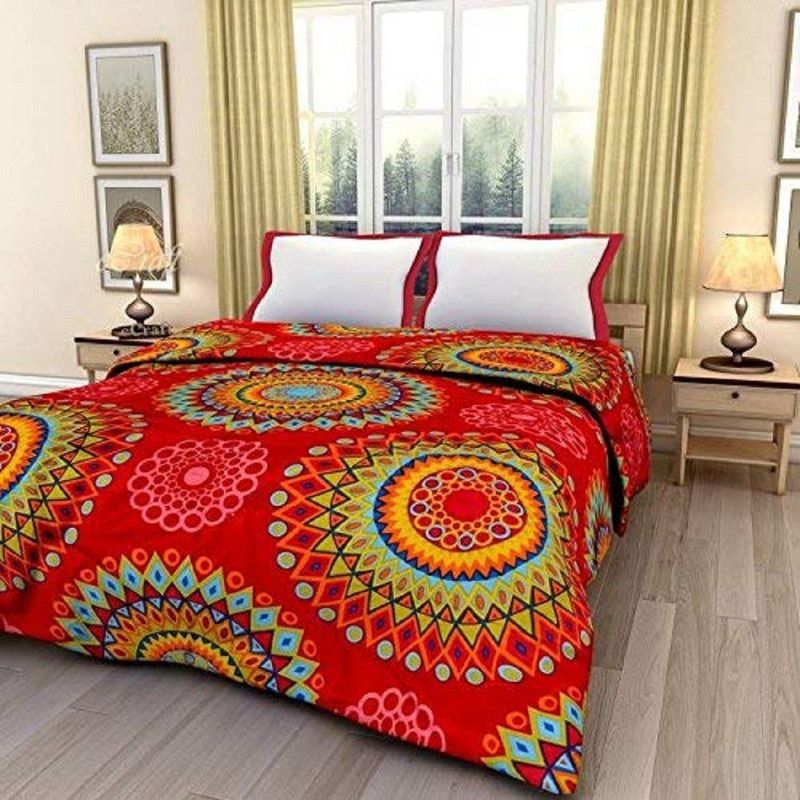 kush enterprises Abstract Double AC Blanket for AC Room  (Microfiber, Red)