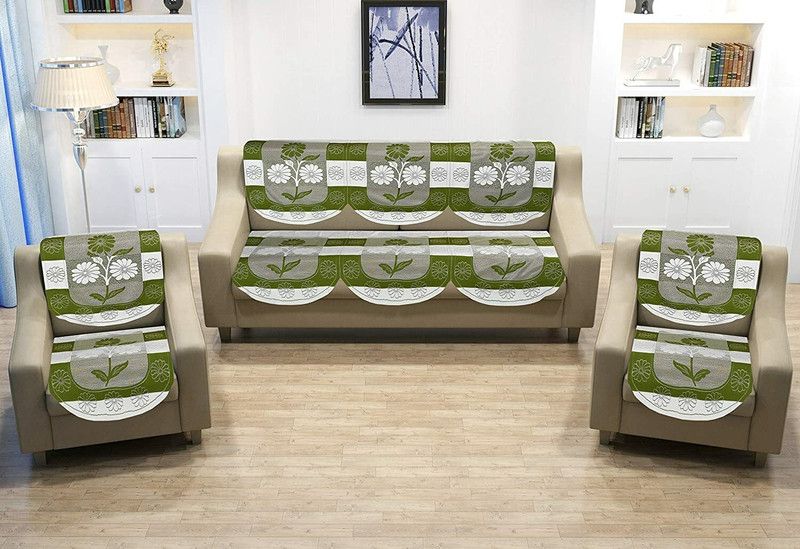 Cotton Sofa Cover  (Green Pack of 6)