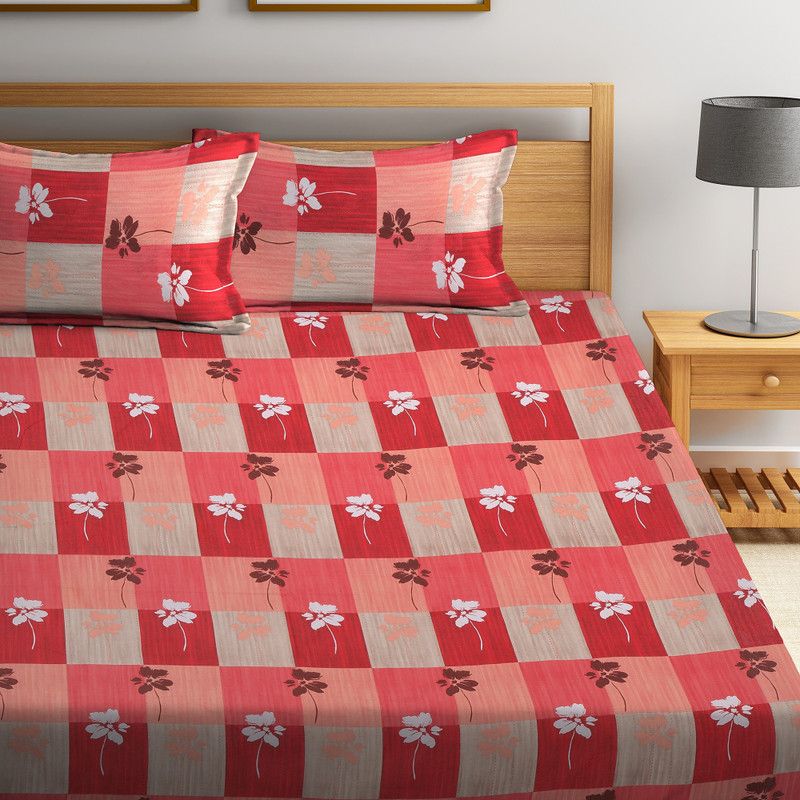 Flipkart SmartBuy 104 TC Cotton Double Jaipuri Prints Flat Bedsheet  (Pack of 1, Multicolor 409)
