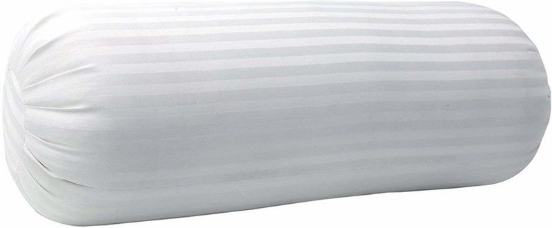 ROYALREOX Microfibre Stripes Bolster Pack of 1  (White)