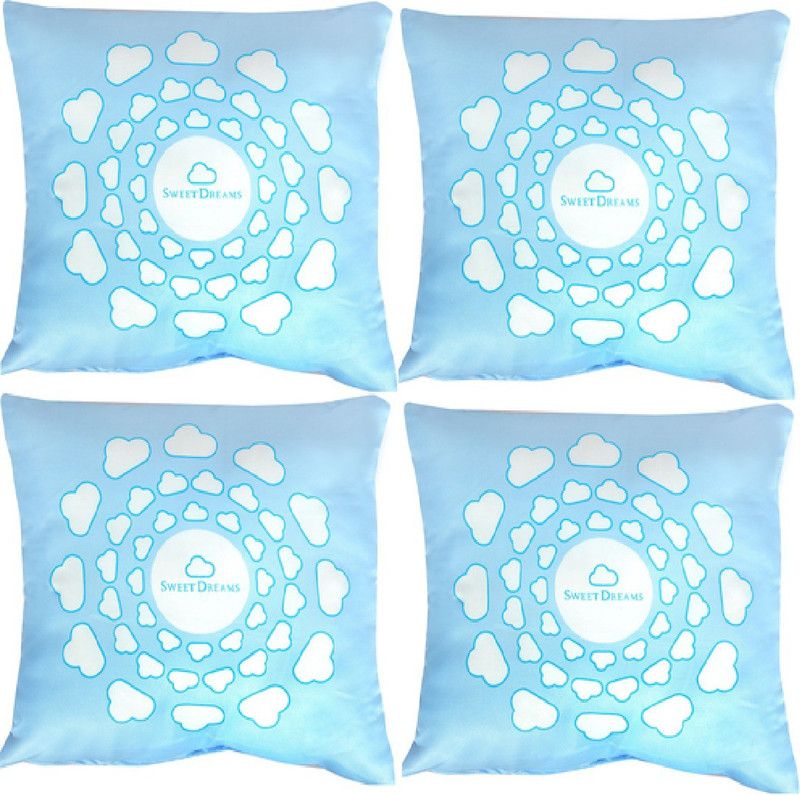 SleepExpert Microfibre Solid Cushion Pack of 4  (Blue)