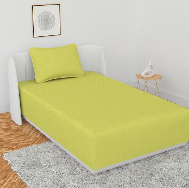 Trendy Threads 300 TC Cotton Single Solid Flat Bedsheet  (Pack of 1, Green)