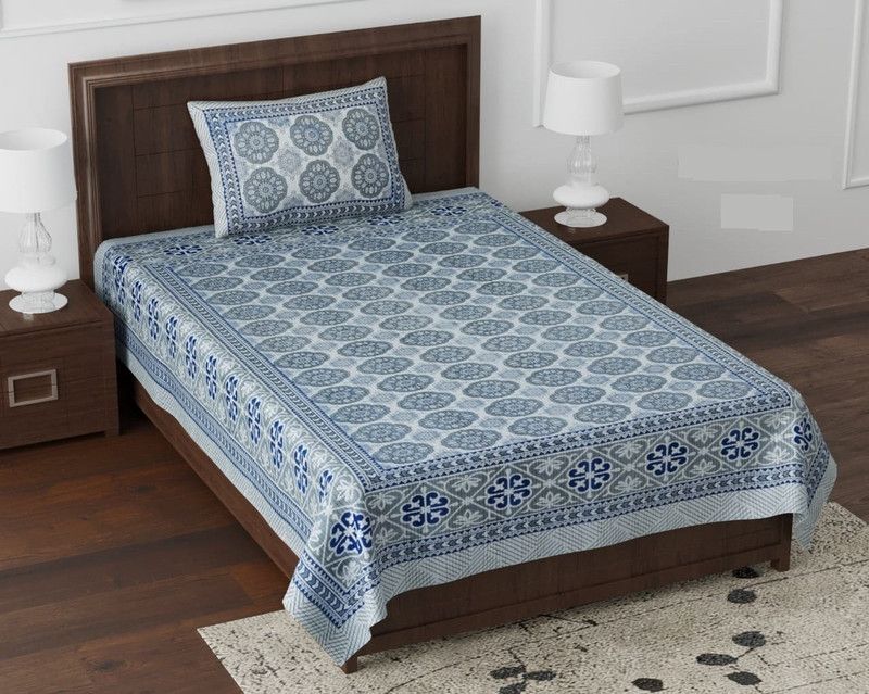 BLENZZA DECO 180 TC Cotton Single Jaipuri Prints Flat Bedsheet  (Pack of 1, Design 10)