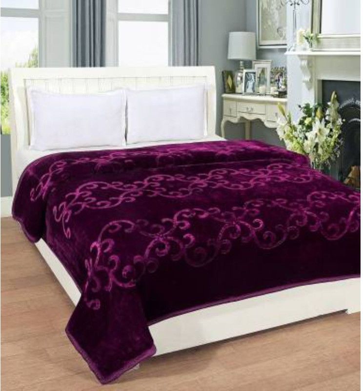Supreme Home Collective Printed Single Mink Blanket for Heavy Winter  (Polyester, Purple)