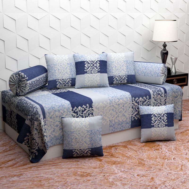 BROMWICK Polycotton Striped Diwan Set  (Multicolor)